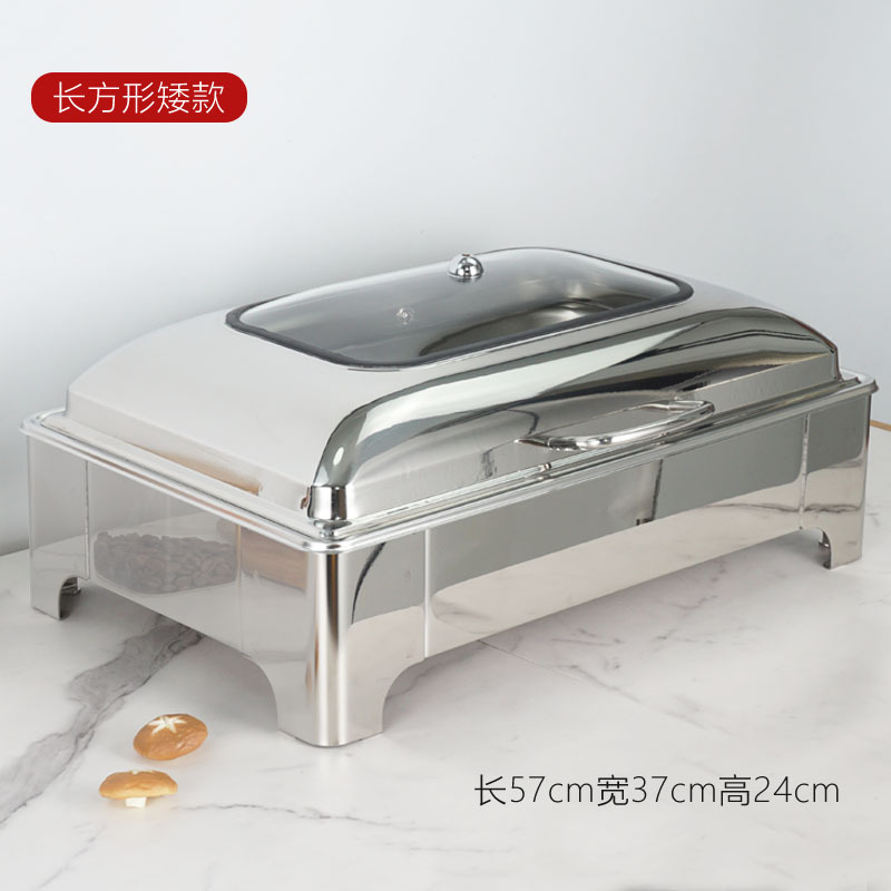 De acero inoxidable de lujo buffet estufa calefacción eléctrica buffet estufa de hotel hidráulico de alimentos cocinados Flip visual olla de aislamiento