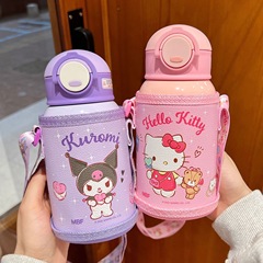 Sanrio Kuromi children's thermos cup for female students with high-looking food grade 316 stainless steel straw cup