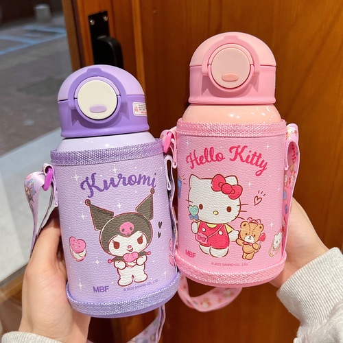 Sanrio Kuromi children's thermos cup for female students with high-looking food grade 316 stainless steel straw cup