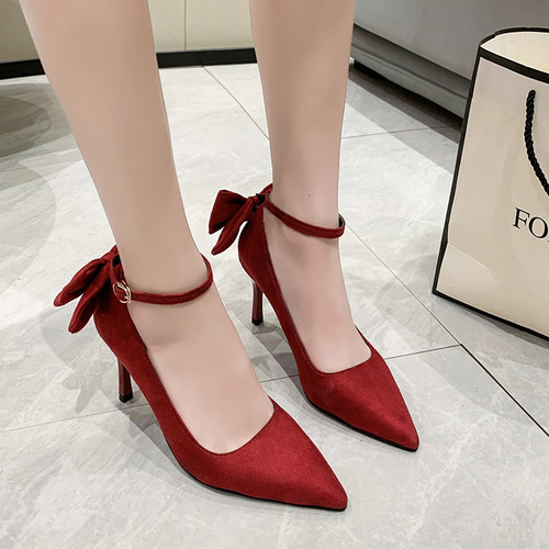 High-heeled wedding shoes  new spring and autumn shallow mouth fashion stiletto sexy pointed toe French fairy style single shoes for women
