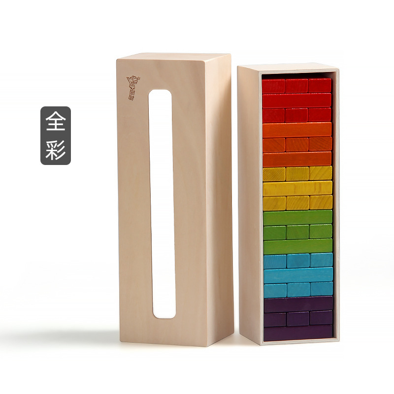Madera maciza Jenga Le escritorio de ocio para padres e hijos números apilados bloques de construcción altos rompecabezas de madera para niños juguetes interactivos de educación temprana