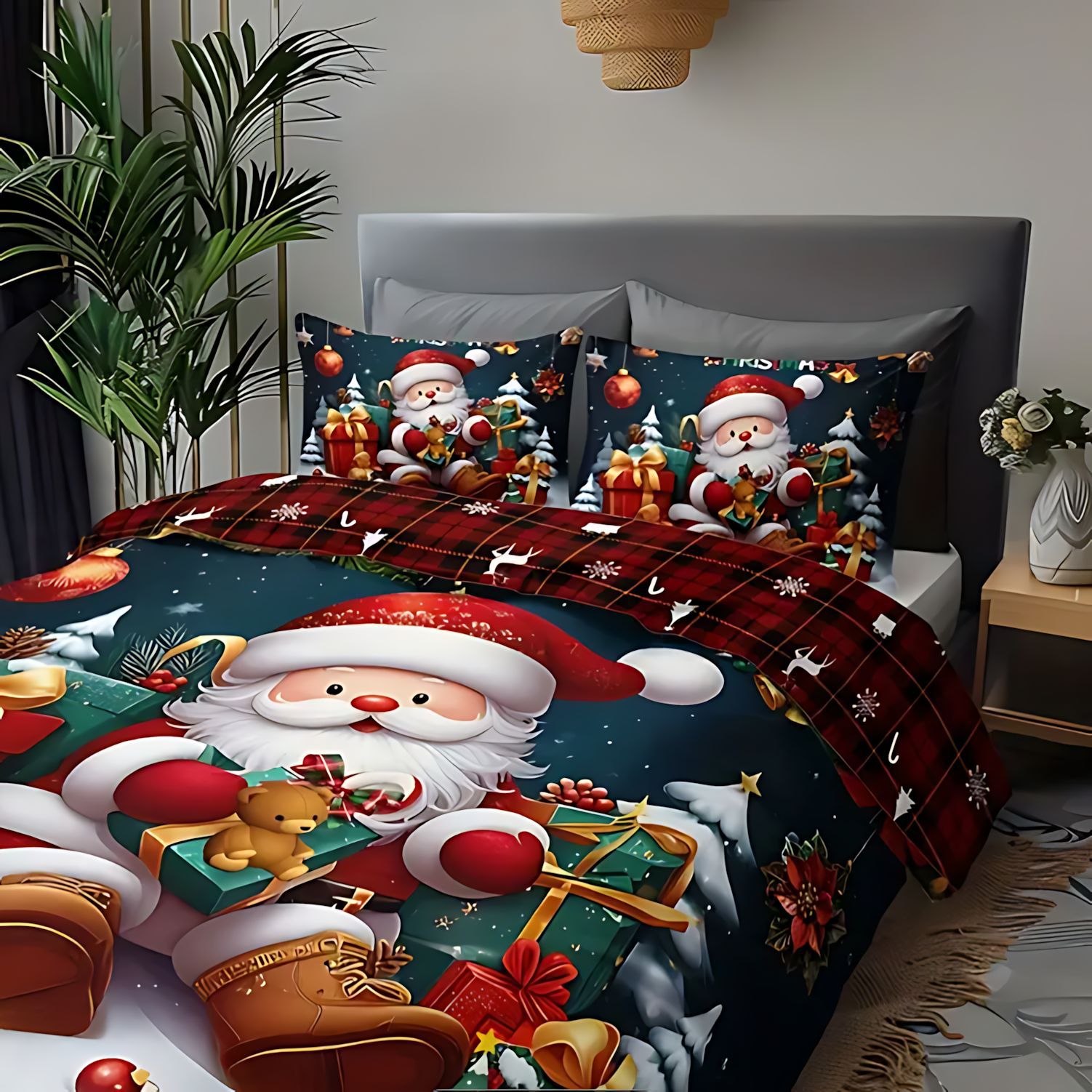 TEMU / JIT Amazon transfronterizo impresión de Navidad suave transpirable HD digital impresión kit de edredón