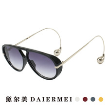 欧美个性双梁飞行员蛤蟆镜潮男女同款太阳镜复古金属墨镜女高级感