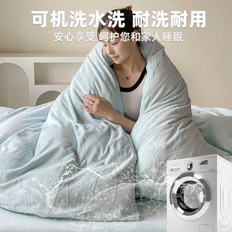 Espesado tallado de leche de lana de cuatro piezas conjunto 2025 nuevo coral lana de invierno sábanas de franela cubierta de cama