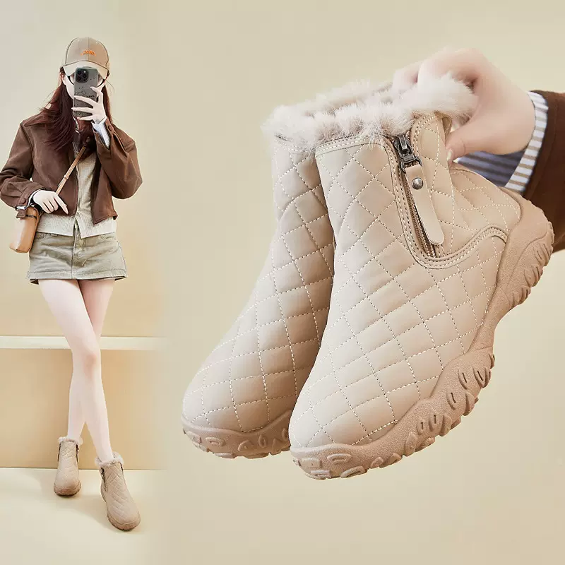加绒高帮雪地靴女2025冬季新款学生ins韩版保暖休闲鞋棉鞋XQ-K16