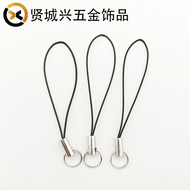 厂家直销黑色尼龙吊绳 玩偶公仔u盘手机挂绳 龙虾扣双头饰品配件