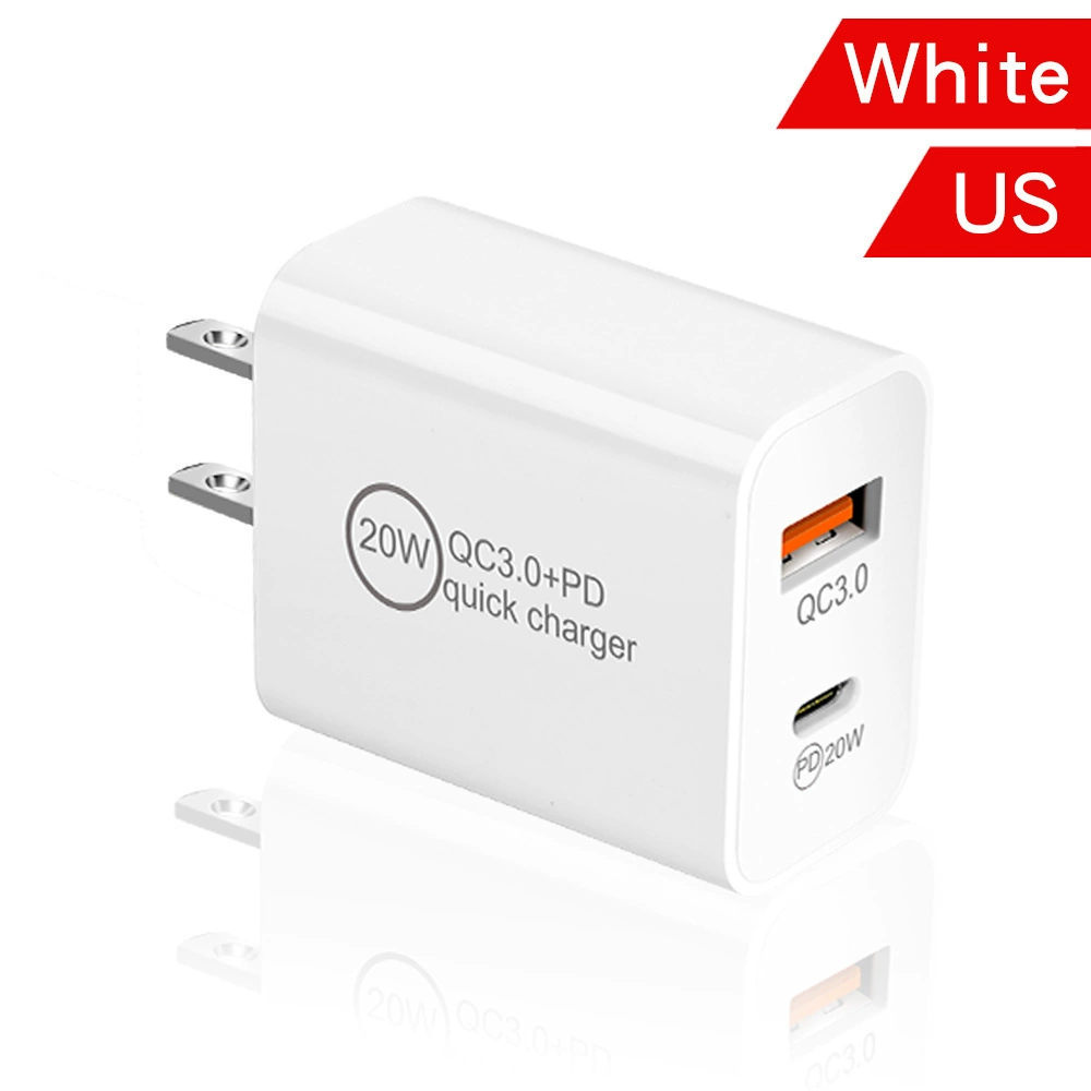 PD20W мобильный телефон быстрая зарядка PD зарядная голова QC3.0 двойной порт A+C подходит для Apple 12 европейский и американский двойной порт быстрая зарядка