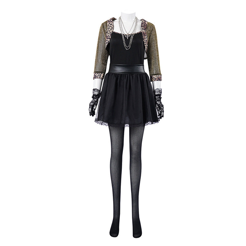 Retro Rock Fashion 80S Clothing Set Dress Halloween 80S Themed Outfit Mesh Sexy