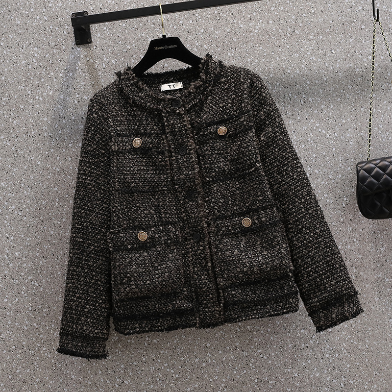 2022 Autumn and winter new pattern Women's wear Small fragrant wind Fur coat Easy Large Korean Edition Show thin Woollen cloth jacket