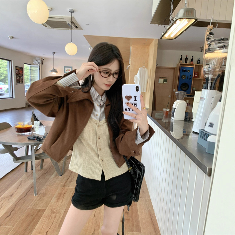 实拍 美拉德休闲独特酷飒夹克短外套2025秋小个子设计感短款上衣|undefined