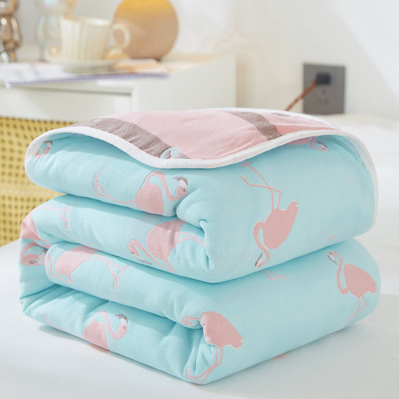 (Flamingo pink) / 90x 100cm "cotton 6 layer yarn" baby
