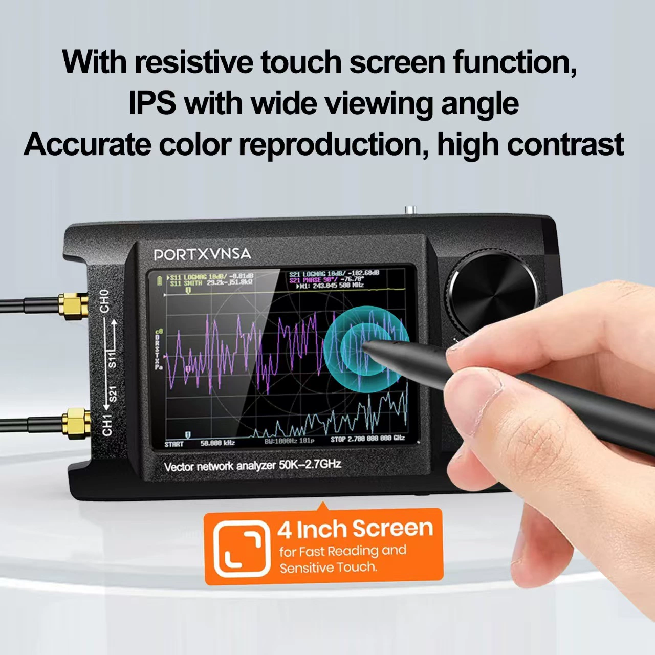 Модернизированный антенный анализатор NanoVNA-H4 4inch IPS MF HF VHF UHF 50KHz2,7 ГГц