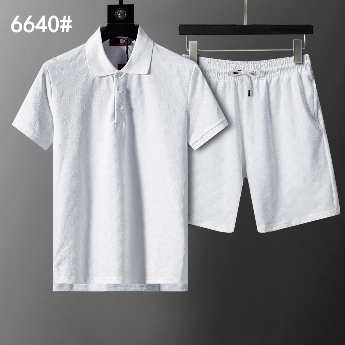 Cross-border versión correcta polo manga corta set de collar de verano clásico toalla de hombre bordado casual Europa y América explosión