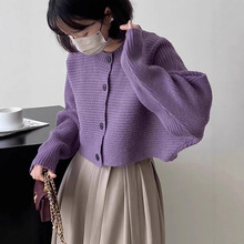 设计感针织开衫女秋季小香风短款宽松毛衣女蝙蝠袖洋气高级感外套