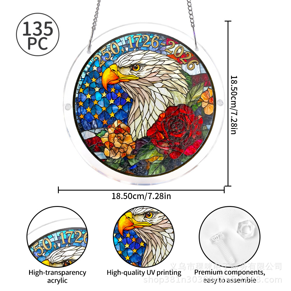 Nuevos productos transfronterizos de primavera pájaros de color de EE.UU. 250 aniversario acrílico rompecabezas ventana captador de luz image 7