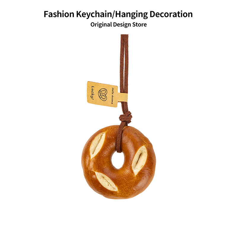 Handmade alkaline bread pendant cute car rearview mirror pendant bagellas cute mini accessories diy decoration
