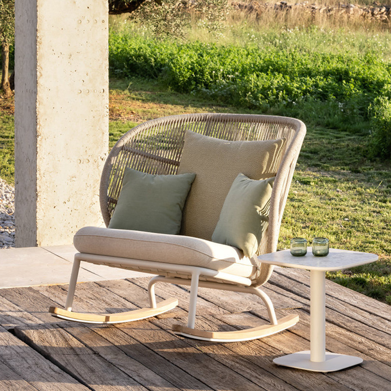 Villa nórdica de caña sofá combinación al aire libre balcón alojamiento de cuerda mesas y sillas muebles al aire libre ocio patio mesas y sillas