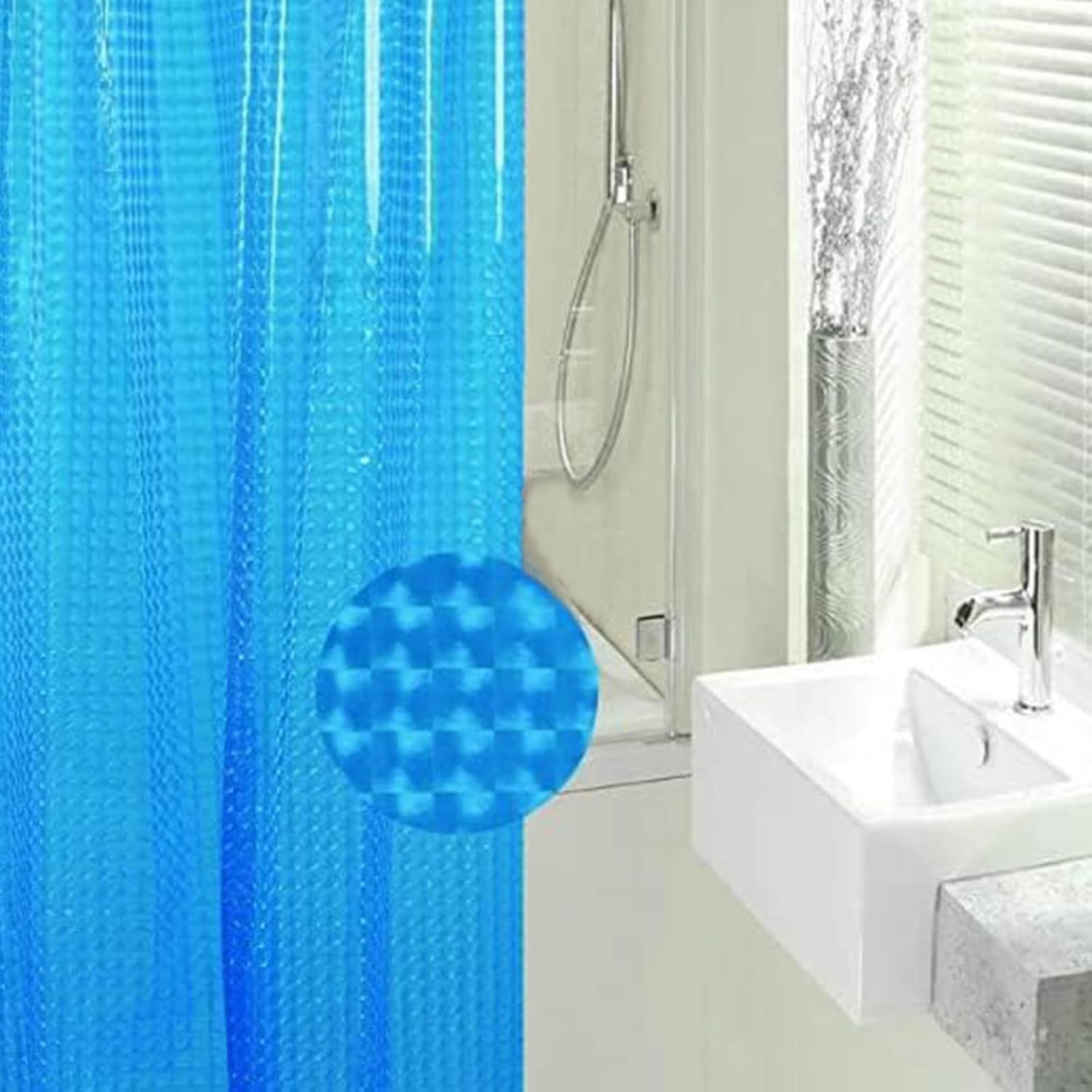 Cortina de ducha semitransparente con diseño de cubo de agua 3D, disponible para dropshipping, impermeable, antiadherente, gruesa y resistente al moho.