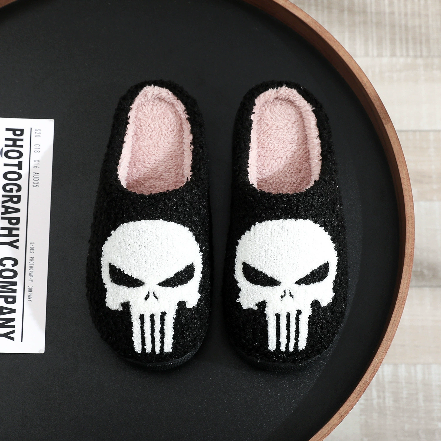 Хэллоуин Череп Каратель punisher вышитый принт хлопчатобумажные тапочки для мужчин и женщин tiktok толстый плюшевый пара буксир