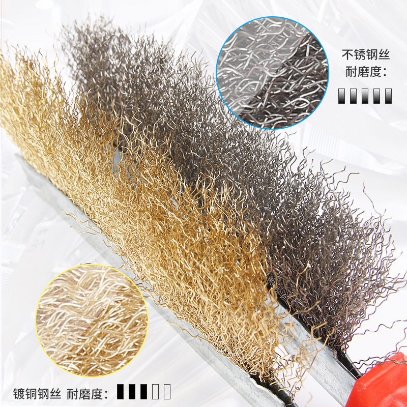 Cepillo de alta densidad multifuncional industrial Cepillo de alambre Nuevo cepillo de alambre de acero con mango para pulir y eliminar el óxido