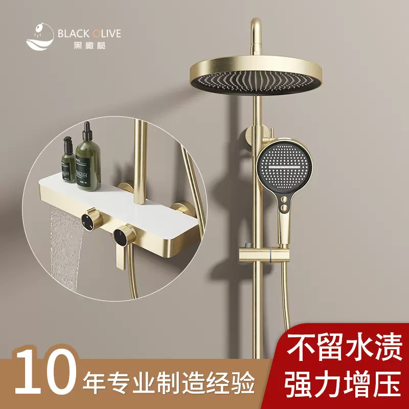 无顶喷花洒全套一整套淋浴花洒全铜套装酒店花洒套装全铜增压明装