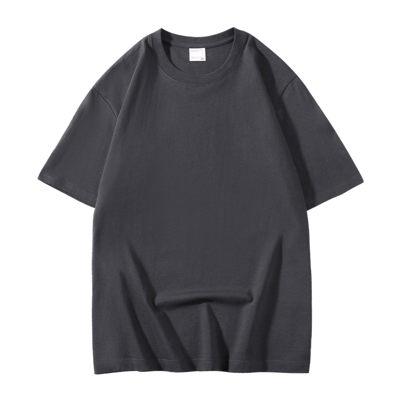 260g de peso pesado, talla europea, algodón suelto, manga corta, cuello redondo, camiseta, ropa de clase, publicidad, camisa cultural, ropa de trabajo, personalización
