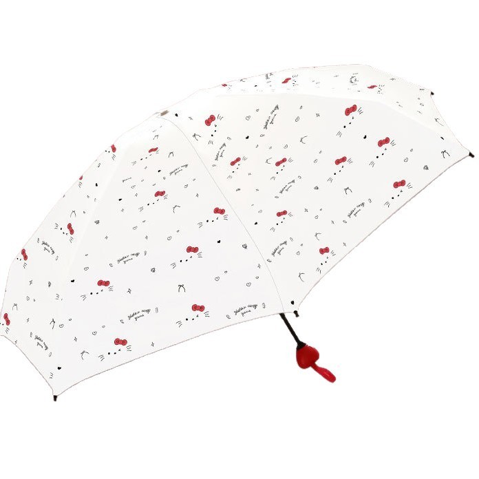 新款可爱kt猫大女实用百搭遮阳伞黑胶防晒晴雨两用五折迷你伞|undefined