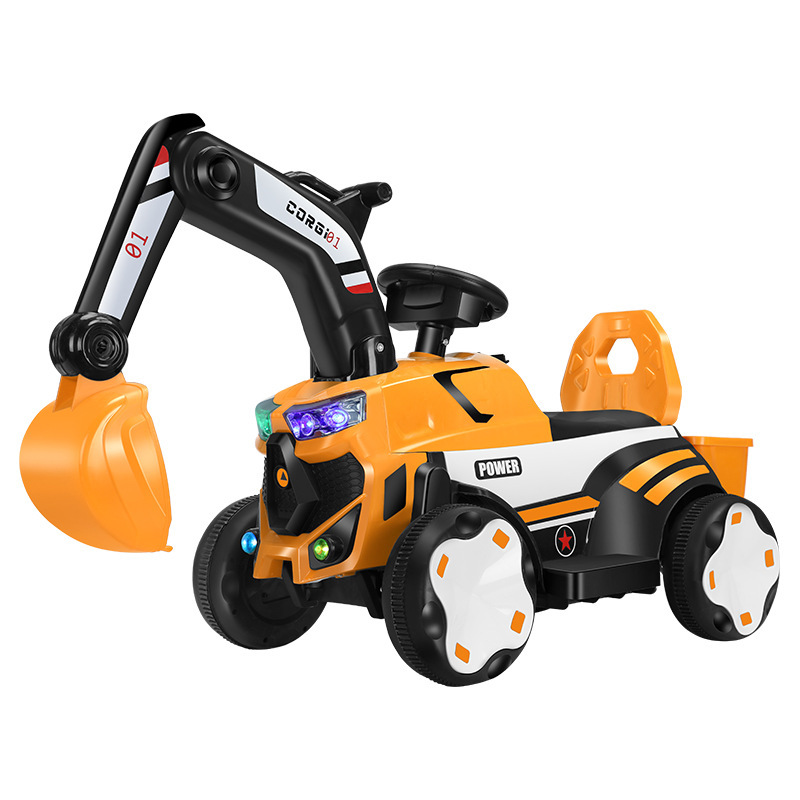 Excavadora eléctrica para niños se puede sentar en un coche de juguete para niños gran excavadora de ingeniería de cuatro ruedas image 7