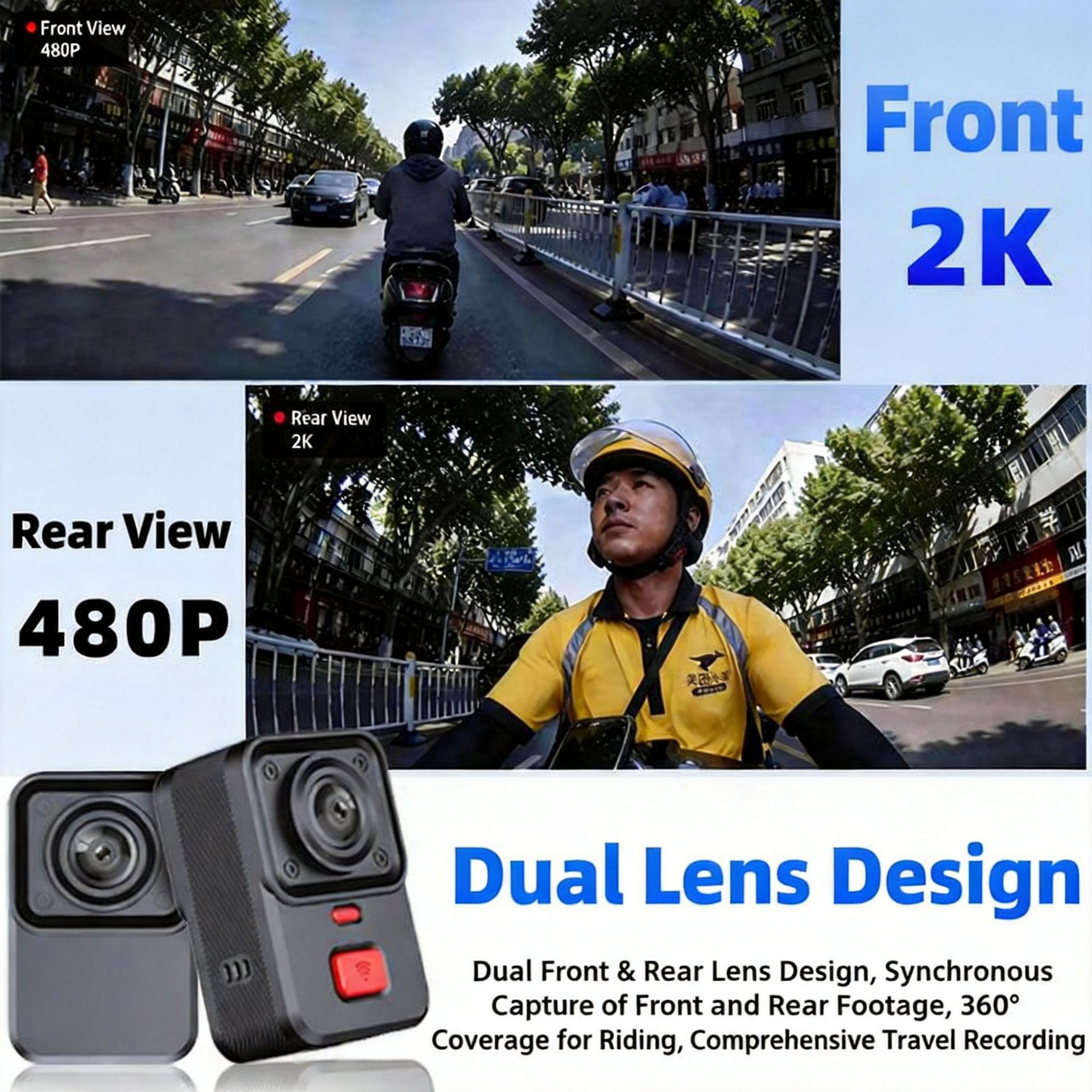 New Q8 Motorcycle Dashcam with Dual Recording, Electric Vehicle Riding GPS Tracking, IP66 Waterproof and Anti-Theft