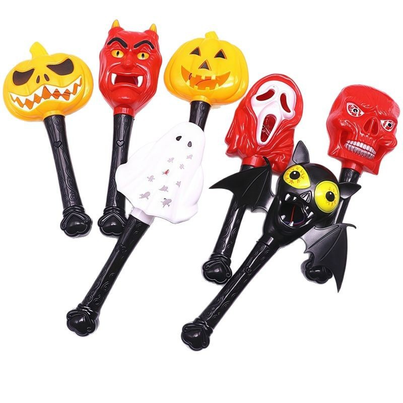 Fiesta de Halloween, juguetes para niños, calabaza luminosa, cara de calavera, palo de murciélago, horror, accesorios divertidos