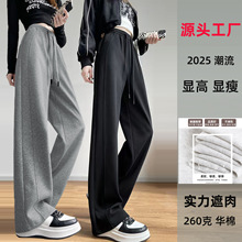 新款高腰百搭直筒裤女秋冬季显瘦垂感阔腿裤2025韩版时尚休闲长裤