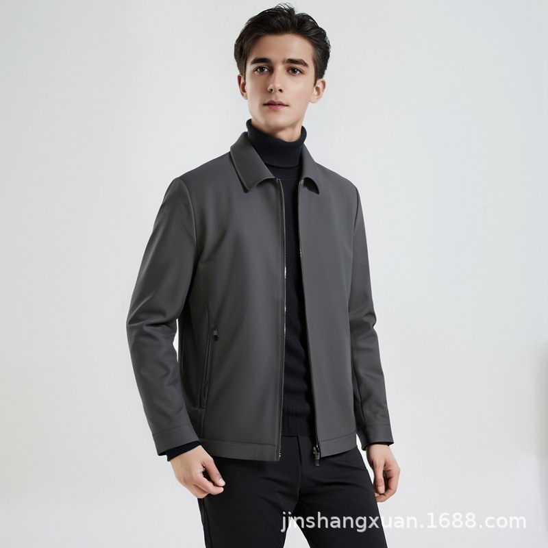 男士皮衣男士春秋新款皮夹克商务休闲立领机车服外套爸爸装上衣|undefined