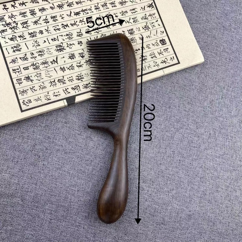 天然黒檀マッサージコーム家庭用大歯木製コームマッサージワイド歯コーム木製ヘアカーリングコーム卸売|undefined