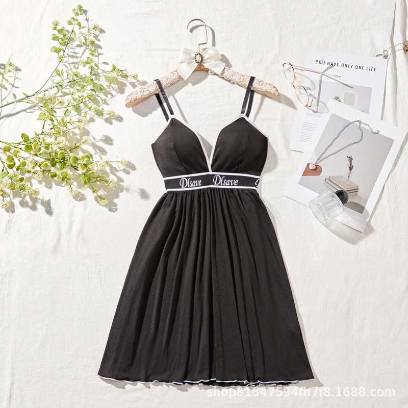 Sexy French Triangle Cup Women's Intimates, Comfortable Wire-Free Nightgown, Chest-Wrapped Threaded Cotton Sports Breathable Dress