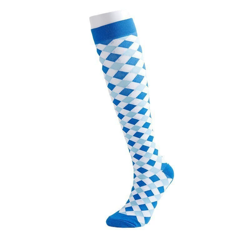Compression Running Socks, Unisex Jacquard Knee-High Socks, Multiple Patterns, S/M & L/XL