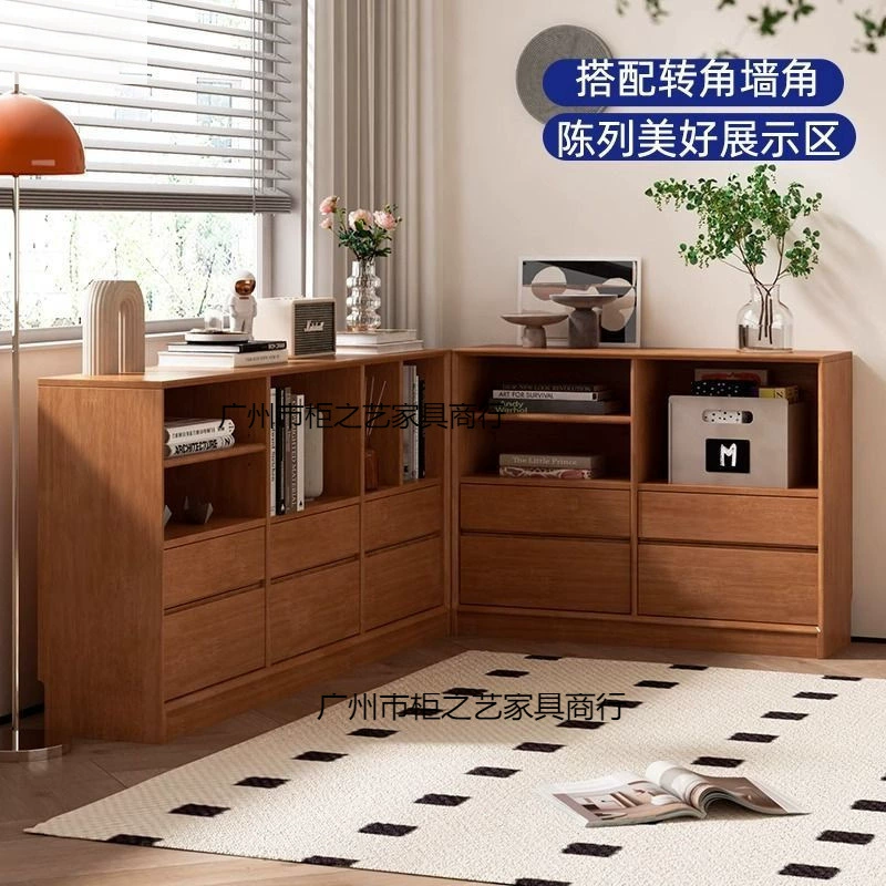 Низкий книжный шкаф в японском стиле, книжная полка из цельного дерева, низкий шкаф, напольный шкаф для хранения, буфет, шкаф для хранения, напольный шкаф для гостиной, шкаф для телевизора