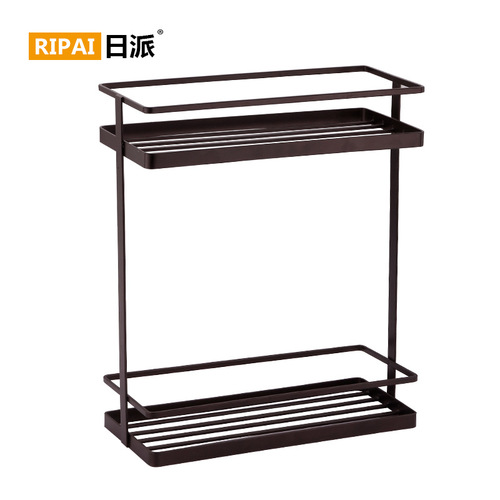 Japanese kitchen home seasoning storage rack multi-functional punch-free floor-standing layered storage rack white storage rack