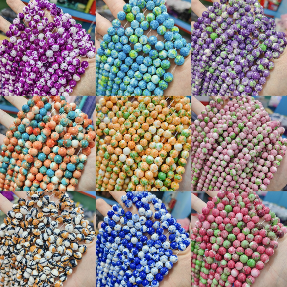 Lluvia de color piedra multicolor cuentas redondas cuentas sueltas semiacabados DIY cuentas de accesorios de joyería al por mayor