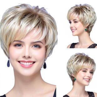 AliExpress Foreign Trade Wig Women's Oblique Bangs Short Hair European and American Fashion Chemical Fiber Wig Women's Cross-border Factory in stock First Hair