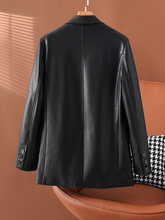 2024新款高级感时尚气质海宁真皮小西装外套女短款黑色绵羊皮皮衣