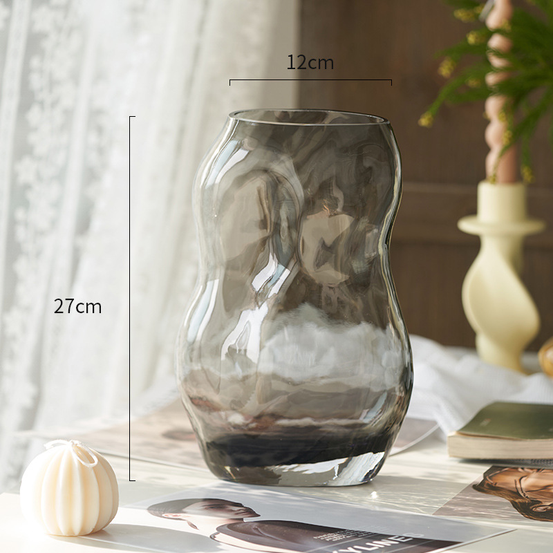 Moderno simple jarrón de vidrio transparente Luz de lujo sala de estar mesa de comedor arreglo floral decoración hidropónico decoración de flores artesanías