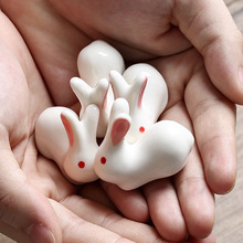 日式陶瓷筷子架筷托创意家用餐具粉耳软萌小兔子筷枕笔托置物摆件