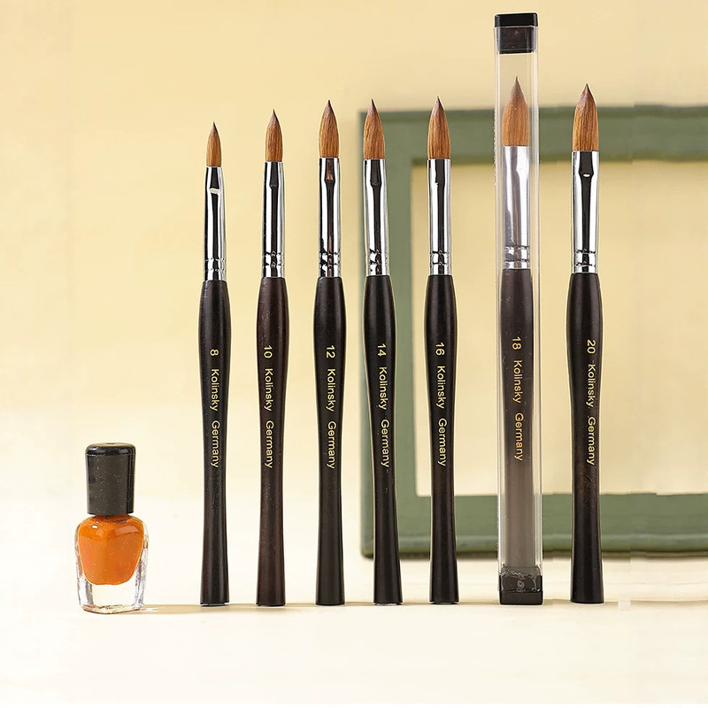 Cross-border sandalwood slim-handled nail art pen, nail art crystal pen, 100 kolinsky flat-head and round-head carving pen wholesale Cross-border sandalwood slim-handled nail art pen, nail art crystal pen, 100 kolinsky flat-head and round-head carving pen wholesale