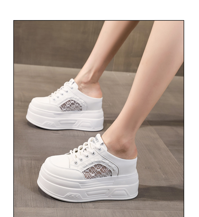 Giày sneaker nữ đế dày lưới thoáng khí trắng phối hợp mọi trang phục — màu trắng chi tiết 10