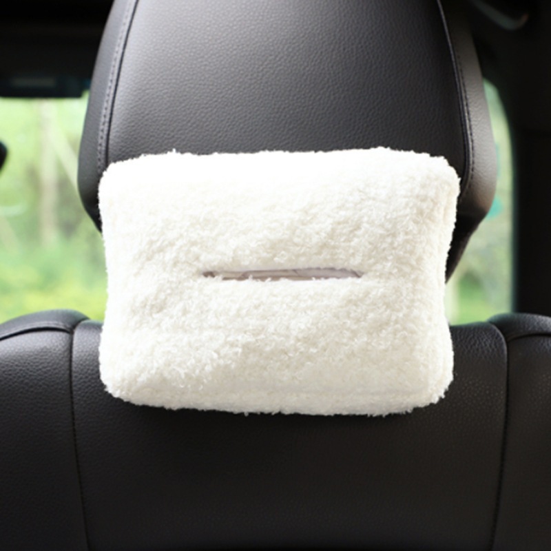 Caja de pañuelos de dibujos animados para coche, bonita y multifuncional, para el respaldo del asiento, funda de felpa colgante para coche, para mujeres.