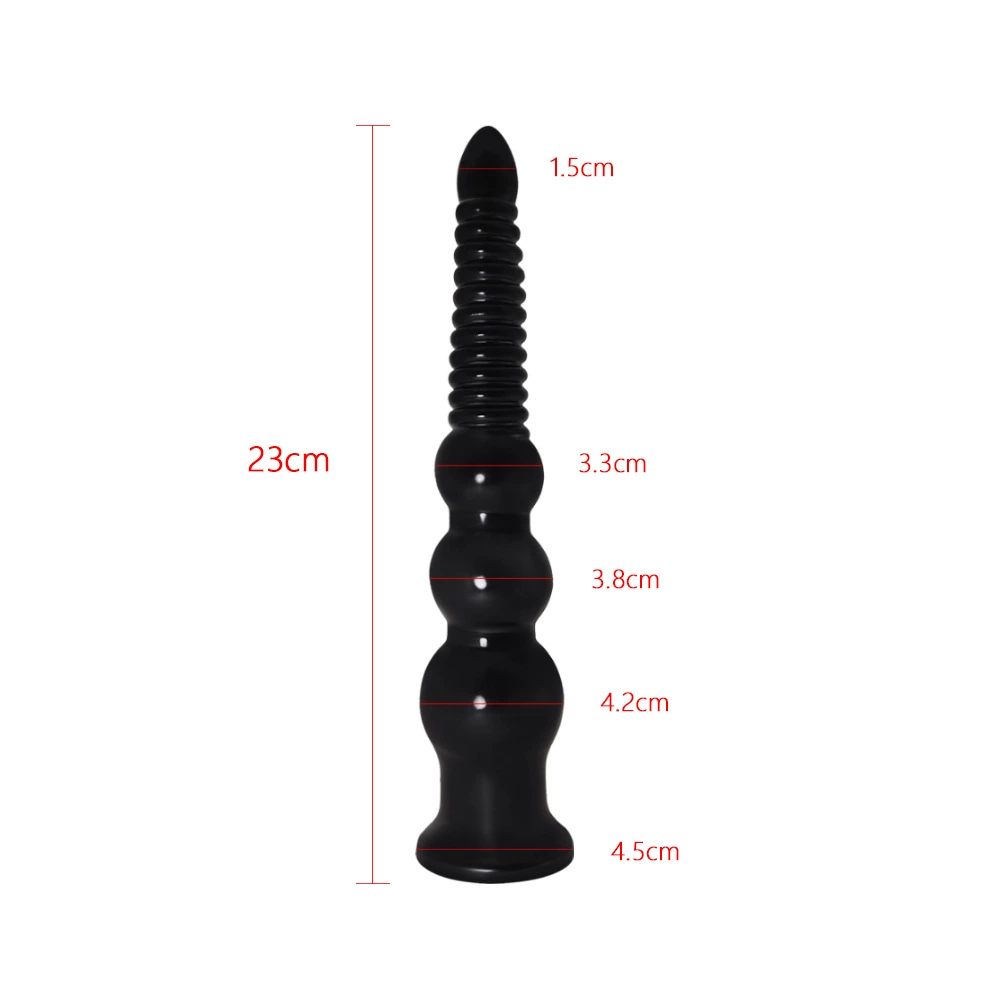 Anal plug extra‑long, large sizes, flared base, black or skin color