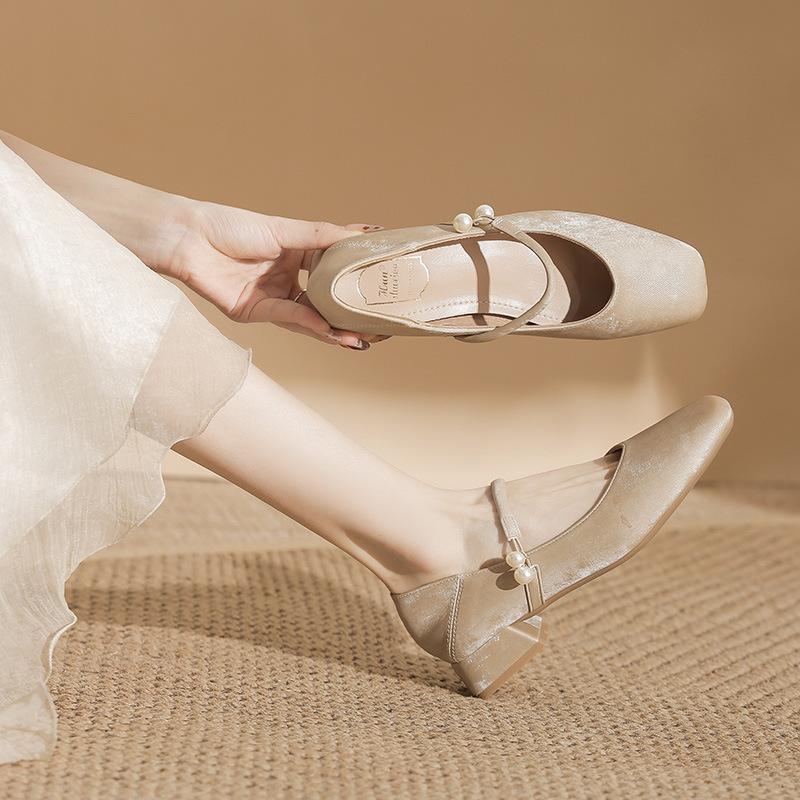 Super Soft! New Chinese Style Mary Jane Women's Platform Heel Cheongsam Shoes French Exquisite Evening Shoes Summer Flat Shoes