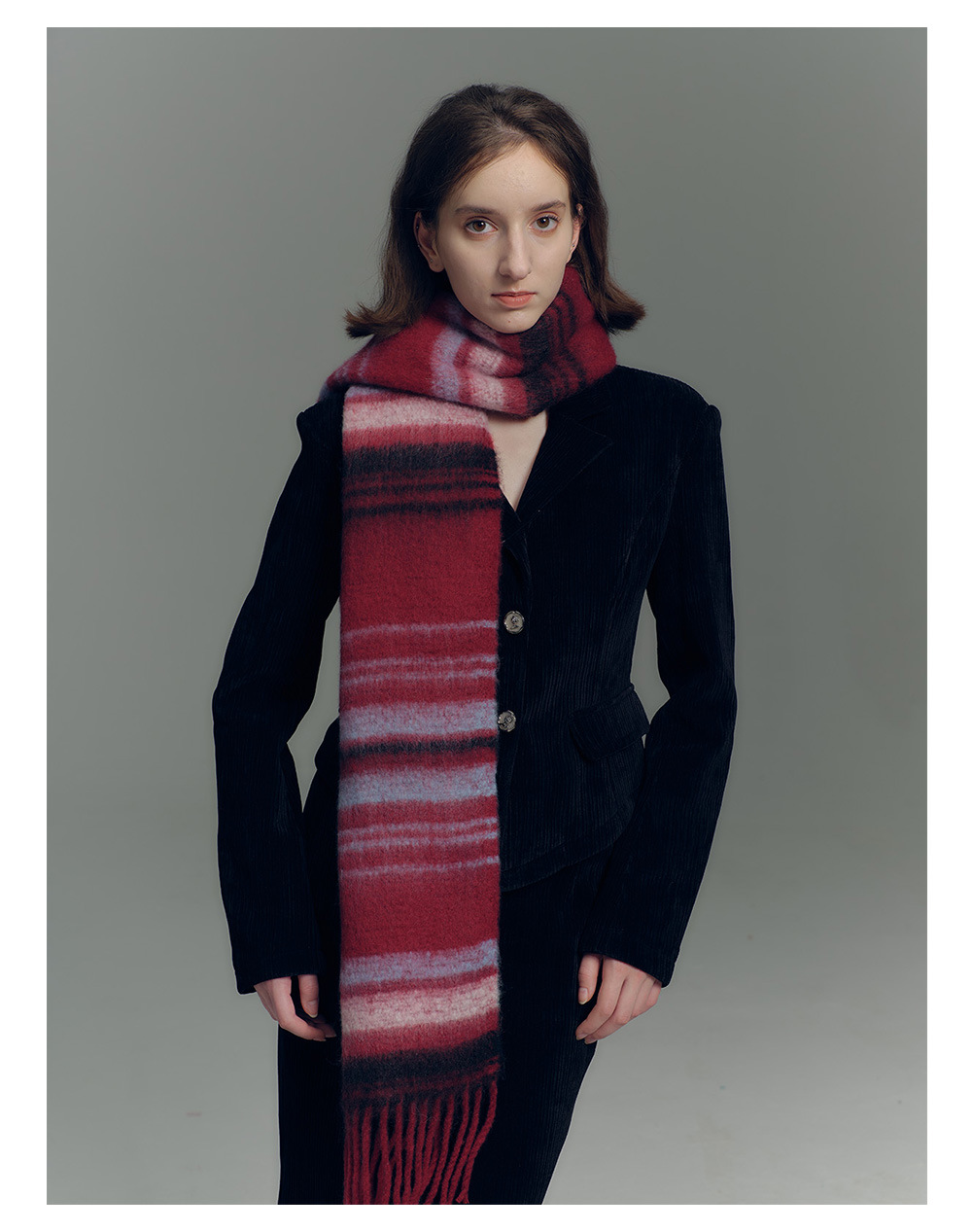 Sciarpa a righe design uomo e donna in morbido finto cashmere_voghion.com