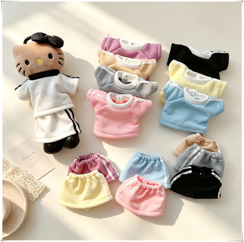 Long-Legged Kitty Doll Clothes Handmade 10cm Doll Clothes T-Shirt Short Skirt Sweatshirt Mini Doll Dress-Up Vest Clothes Wholesale