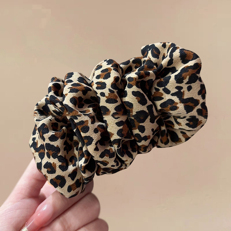 Otoño y invierno de 2025 nuevo anillo de pelo de leopardo de alta elasticidad, bolas de cabello, cuerdas de cabello sueltas, correa de goma grande